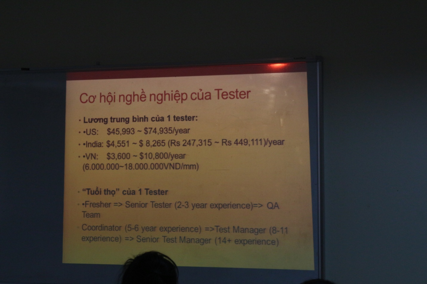 công việc Tester khá hấp dẫn với mức lương trung bình của một Tester tại Việt Nam từ $3.600-$10.800